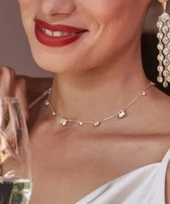 Kendra Scott Clementine Choker Necklace In Gold -Earrings Bracelets Elegant Shop kendra scott clementine strand necklace brass white cz 1