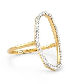 Kendra Scott Dani 14k Yellow Gold Open Ring In White Diamond -Earrings Bracelets Elegant Shop kendra scott dani open ring 14k yellow gold white diamond 01 lg