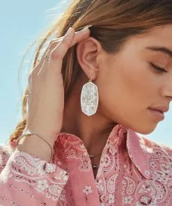 Kendra Scott Danielle Silver Drop Earrings In Ivory Mother-of-Pearl -Earrings Bracelets Elegant Shop kendra scott danielle earring bright silverwhite abalone lg