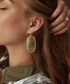 Kendra Scott Danielle Gold Drop Earrings In Black Opaque Glass -Earrings Bracelets Elegant Shop kendra scott danielle earring gold olive epidote 03 lg 1