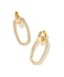 Kendra Scott Danielle Gold Convertible Link Earrings In White Crystal