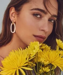 Kendra Scott Danielle Gold Convertible Link Earrings In Ivory Mother-of-Pearl -Earrings Bracelets Elegant Shop kendra scott danielle link earring ivory mother of pearl 1