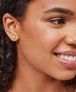 Kendra Scott Davie 18k Gold Vermeil Pave Stud Earrings In White Diamond -Earrings Bracelets Elegant Shop kendra scott davie 18k gold vermeil pave stud earrings white diamond