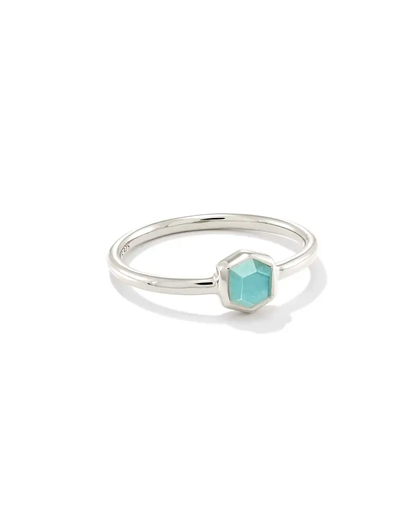 Kendra Scott Davie Sterling Silver Band Ring In Aquamarine 3 Kendra Scott Davie Sterling Silver Band Ring In Aquamarine