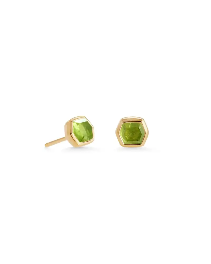 Kendra Scott Davie 18k Gold Vermeil Stud Earrings In Peridot 3 Kendra Scott Davie 18k Gold Vermeil Stud Earrings In Peridot
