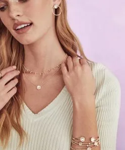 Kendra Scott Davie Gold Cuff Bracelet In Dichroic Glass -Earrings Bracelets Elegant Shop kendra scott davis cuff bracelet gold dichroic glass 02 lg