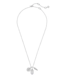 Kendra Scott Dira Silver Convertible Coin Charm Necklace In Slate Cats Eye Glass -Earrings Bracelets Elegant Shop kendra scott dira coin charm necklace rhodium slate cats eye glass 01 lg