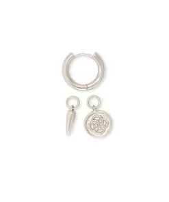 Kendra Scott Dira Convertible Coin Huggies In Silver -Earrings Bracelets Elegant Shop kendra scott dira coin huggie earrings rhodium 00 lg