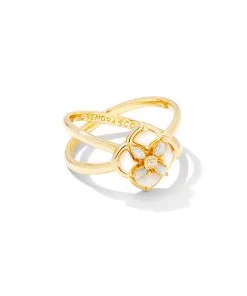 Kendra Scott Dira Stone Gold Double Band Ring In Ivory Mix