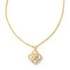 Kendra Scott Dira Stone Gold Short Pendant Necklace In Ivory Mix -Earrings Bracelets Elegant Shop kendra scott dira stone short pendant necklace gold ivory opal 00