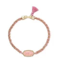 Kendra Scott Elaina Gold Friendship Bracelet In Rose Quartz