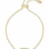Kendra Scott Elaina Gold Adjustable Chain Bracelet In Ivory Pearl