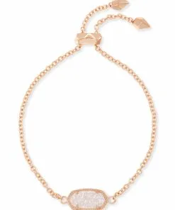 Kendra Scott Elaina Rose Gold Adjustable Chain Bracelet In Iridescent Drusy