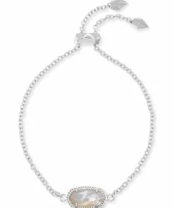 Kendra Scott Elaina Silver Adjustable Chain Bracelet In Ivory Pearl