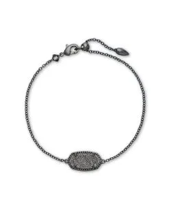 Kendra Scott Elaina Gunmetal Single Slide Bracelet In Platinum Drusy