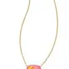 Kendra Scott Elisa Gold Enamel Framed Short Pendant Necklace In Sunset Ombre Illusion -Earrings Bracelets Elegant Shop kendra scott elisa enamel frame short pendant necklace gold sunset ombre illusion 00