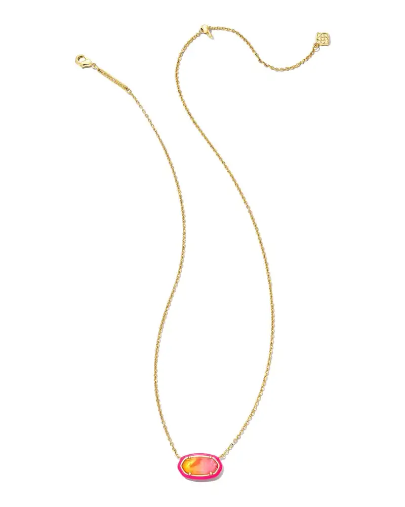 Kendra Scott Elisa Gold Enamel Framed Short Pendant Necklace In Sunset Ombre Illusion 4 Kendra Scott Elisa Gold Enamel Framed Short Pendant Necklace In Sunset Ombre Illusion - Image 2