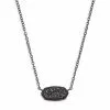 Kendra Scott Elisa Pendant Necklace In Black Drusy -Earrings Bracelets Elegant Shop kendra scott elisa gunmetal pendant necklace in black drusy 00 default lg