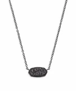 Kendra Scott Elisa Pendant Necklace In Black Drusy