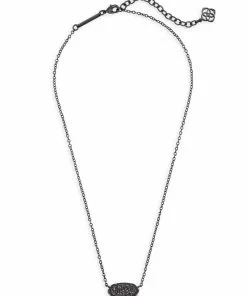 Kendra Scott Elisa Pendant Necklace In Black Drusy -Earrings Bracelets Elegant Shop kendra scott elisa gunmetal pendant necklace in black drusy 01 default lg