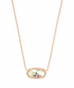 Kendra Scott Elisa Rose Gold Pendant Necklace In Dichroic Glass