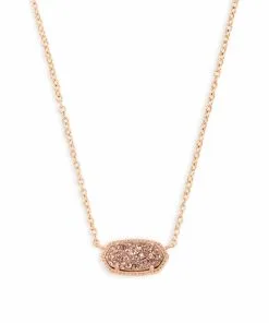 Kendra Scott Elisa Rose Gold Pendant Necklace In Rose Gold Drusy