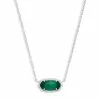 Kendra Scott Elisa Silver Pendant Necklace In Emerald Cat's Eye -Earrings Bracelets Elegant Shop kendra scott elisa silver pendant necklace in emerald cats eye 00 default lg