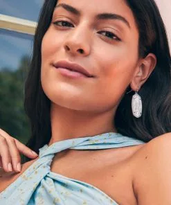 Kendra Scott Elle Silver Drop Earrings In Ivory Mother-Of-Pearl -Earrings Bracelets Elegant Shop kendra scott elle statement earrings ivory mother of pearl