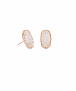 Kendra Scott Ellie Rose Gold Stud Earrings In Iridescent Drusy