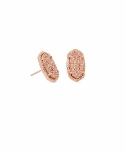 Kendra Scott Ellie Rose Gold Stud Earrings In Rose Gold Drusy