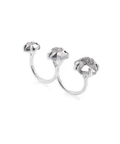 Kendra Scott Ellms Silver Two Finger Ring In Platinum Drusy -Earrings Bracelets Elegant Shop kendra scott ellms 2 finger ring rhodium platinum drusy 01 lg