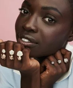 Kendra Scott Ellms Silver Two Finger Ring In Platinum Drusy -Earrings Bracelets Elegant Shop kendra scott elms double ring lg lg