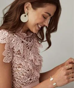 Kendra Scott Elton Gold Cuff Bracelet In White Kyocera Opal -Earrings Bracelets Elegant Shop kendra scott elton bracelet gold ivory mop 02 lg 3