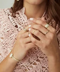 Kendra Scott Elton Gold Cuff Bracelet In White Kyocera Opal -Earrings Bracelets Elegant Shop kendra scott elton bracelet gold ivory mop 03 lg 3