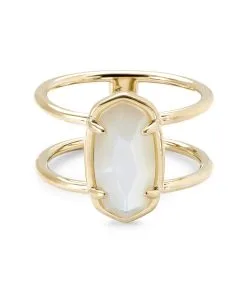 Kendra Scott Elyse 18k Gold Vermeil Double Band Ring In Ivory Mother-of-Pearl