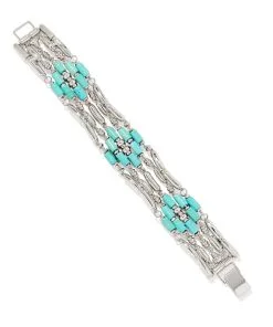 Kendra Scott Ember Silver Statement Cuff Bracelet In Variegated Turquoise Magnesite
