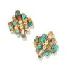 Kendra Scott Ember Gold Statement Stud Earrings In Bronze Veined Turquoise Magnesite Red Oyster