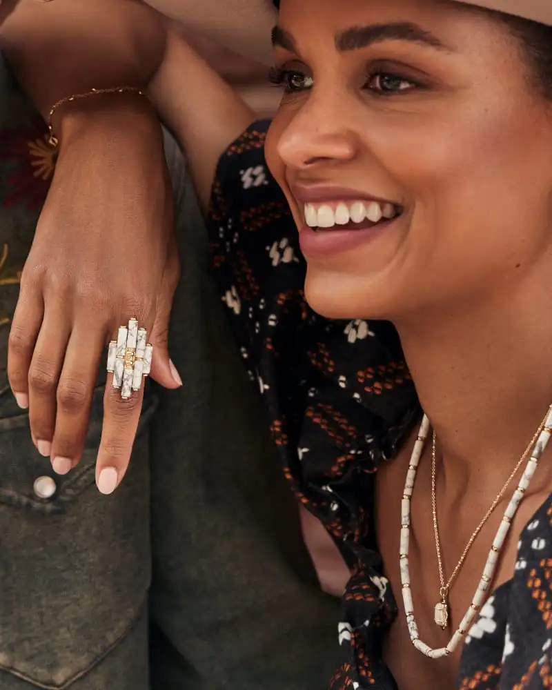 Kendra Scott Ember Gold Strand Necklace In White Howlite 4 Kendra Scott Ember Gold Strand Necklace In White Howlite - Image 2