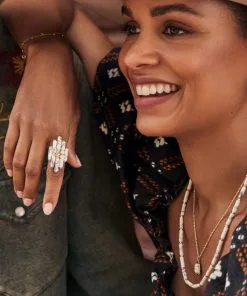 Kendra Scott Ember Gold Strand Necklace In White Howlite