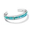 Kendra Scott Ember Silver Triple Cuff Bracelet In Variegated Turquoise Magnesite -Earrings Bracelets Elegant Shop kendra scott ember triple cuff bracelet rhodium variegated turquoise magnesite 00