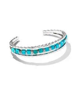 Kendra Scott Ember Silver Triple Cuff Bracelet In Variegated Turquoise Magnesite