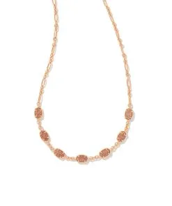 Kendra Scott Emilie Rose Gold Strand Necklace In Sand Drusy