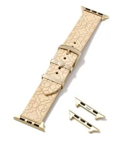 Kendra Scott Filigree Beige Leather Watch Band With Gold Tone Stainless Steel -Earrings Bracelets Elegant Shop kendra scott filigree leather watch band gold tone stainless steel beige leather 01