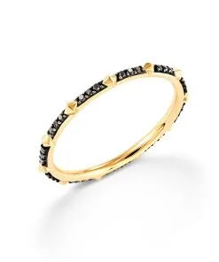 Kendra Scott Astrid 14k Yellow Gold Band Ring In Black Diamond -Earrings Bracelets Elegant Shop kendra scott fine astrid band ring 14k yellow gold black diamond 01 lg