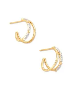 Kendra Scott Astrid 14k Yellow Gold Split Hoop Earrings In White Diamond
