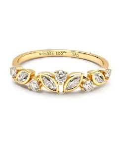 Kendra Scott Becca 14k Yellow Gold Band Ring In White Diamond