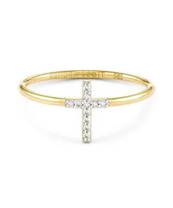 Kendra Scott Cross 14k Yellow Gold Band Ring In White Diamond
