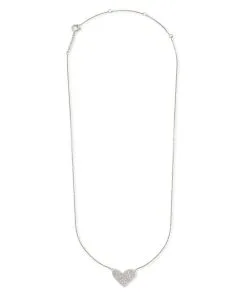 Kendra Scott Large Heart 14k White Gold Pendant Necklace In White Diamond -Earrings Bracelets Elegant Shop kendra scott fine lg heart pendant necklace 14k white gold wt diamond 01 lg
