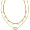 Kendra Scott Framed Elisa Gold Multi Strand Necklace In Pink Opalite Illusion -Earrings Bracelets Elegant Shop kendra scott framed elisa multistrand necklace gold pink Opalite Illusion 01