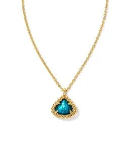 Kendra Scott Framed Kendall Gold Short Pendant Necklace In Teal Abalone